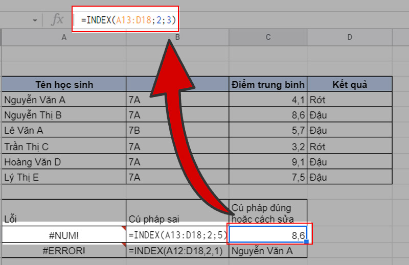 Cách sửa lỗi #NUM!